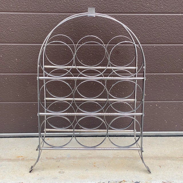 Mid-Century Modern Mid-Century Modern Chrome Nine Bottle Tabletop Wine Rack For Sale - Image 3 of 13