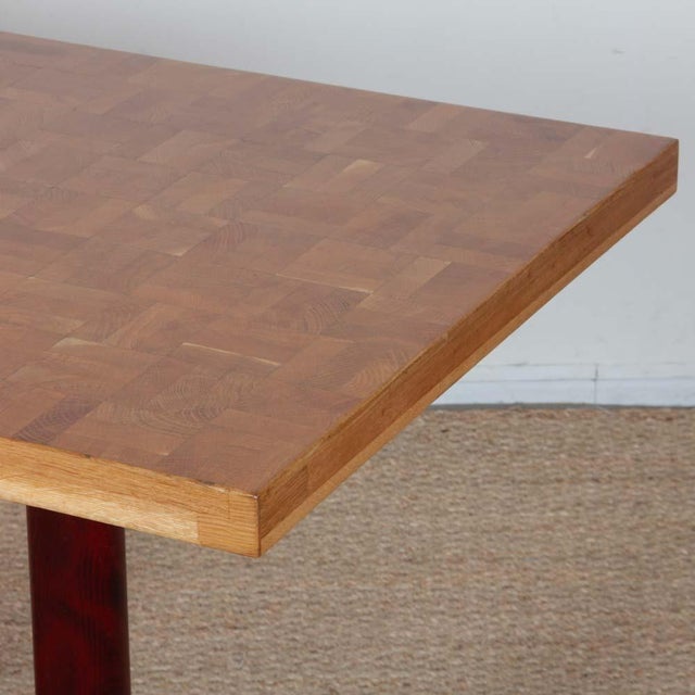 Wood Rectangular Dining Table with Upright Wooden Top, 1980 For Sale - Image 7 of 8