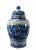 This gorgeous large blue and white porcelain jar is adorned with beautifully hand painted houses, pagodas, arched bridges,...