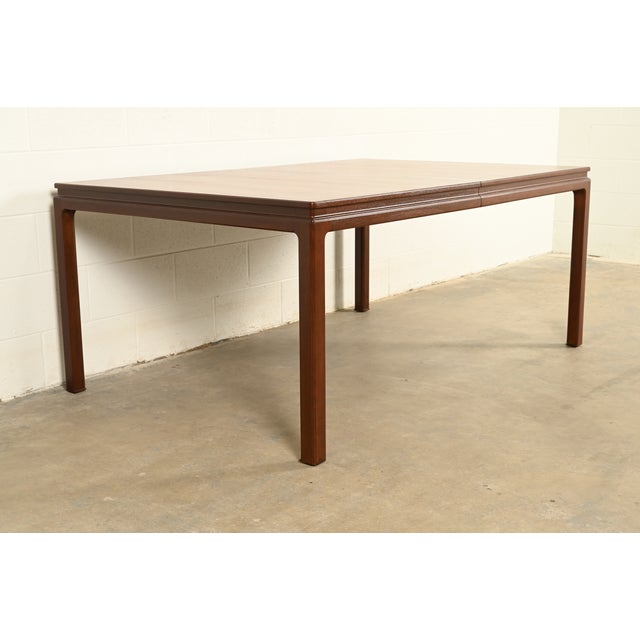Edward Wormley for Dunbar Mid-Century Modern Walnut Extension Dining Table, Newly Refinished For Sale - Image 10 of 15