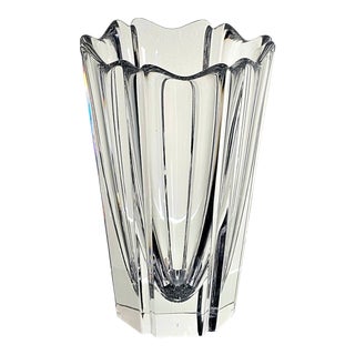 Orrefors Fleur Corona Cut Crystal Glass Vase For Sale
