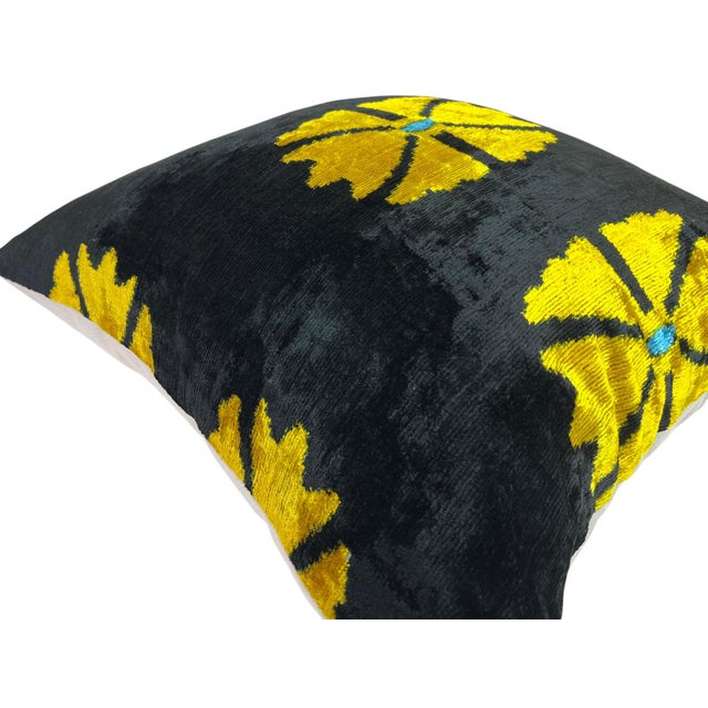 Velvet Silk Cushion Cover with Flower Design, 2000s For Sale - Image 4 of 11