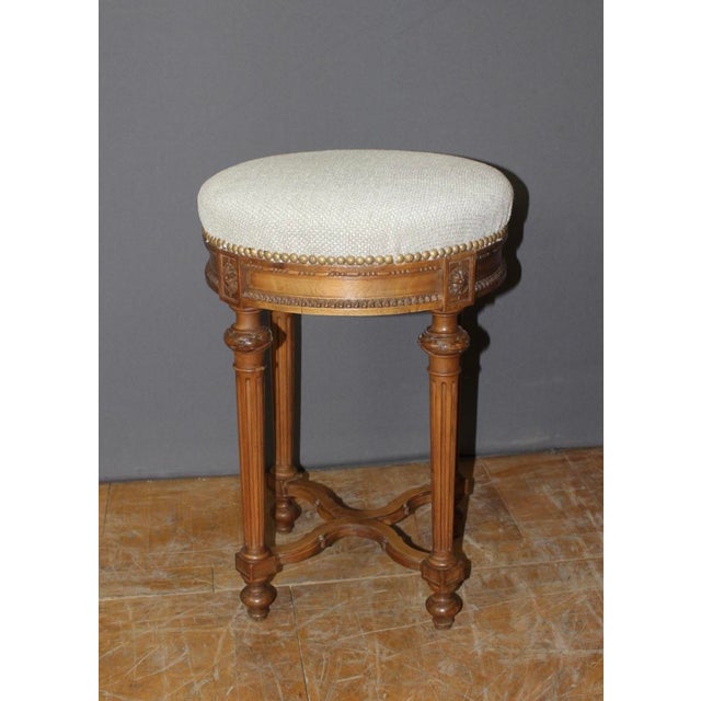Louis XVI Style Walnut Stool, 1900 For Sale - Image 5 of 11