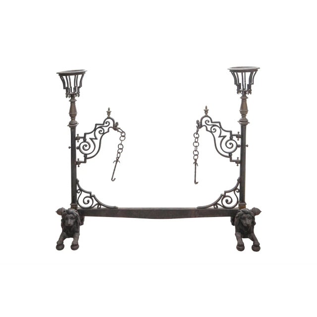 19th Century French Bronze and Wrought Iron Fireplace Stand For Sale - Image 11 of 11