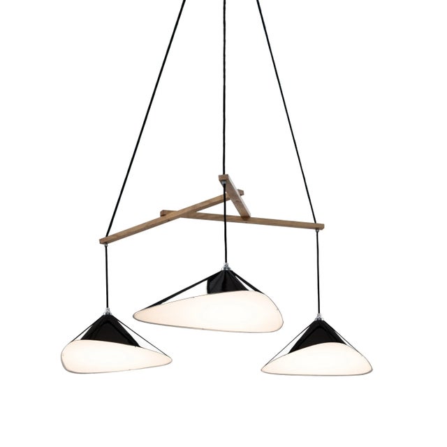 Daniel Becker 'Emily 3' Chandelier in Brass With Oak Frame for Moss Objects For Sale - Image 10 of 13