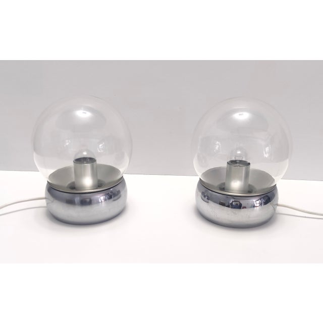 Vieste Table Lamps in Glass and Metal attributed to G.P.A Monti for Candle, 1970s, Set of 2 For Sale - Image 12 of 12