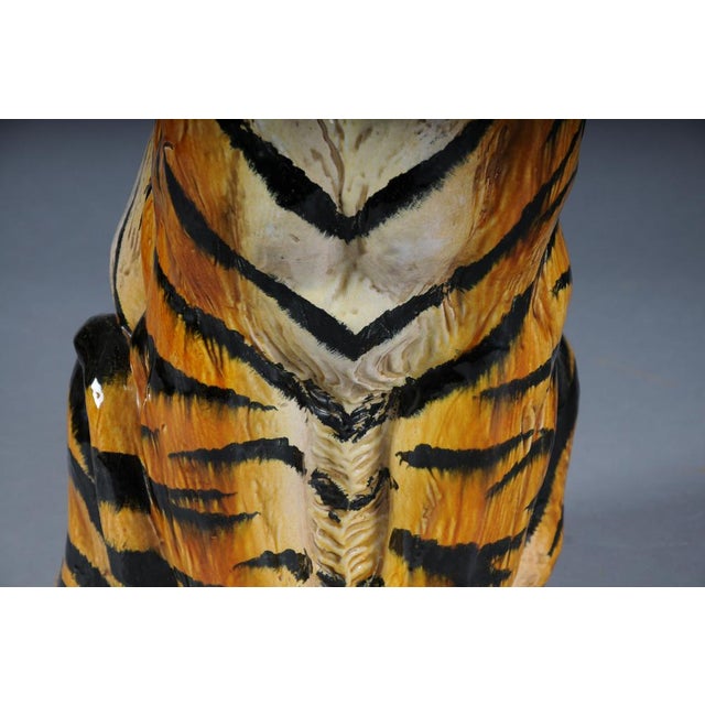 Large Italian Hollywood Regency Ceramic Tiger, 1970s For Sale - Image 9 of 18