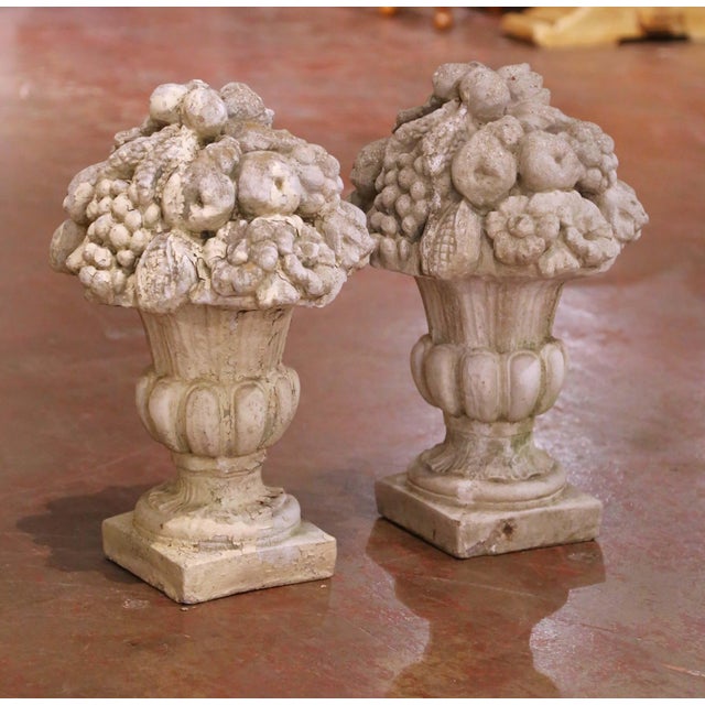 Place this pair of antique French garden vases on a terrace, flanking an entry, or nestled into a landscaped setting for...