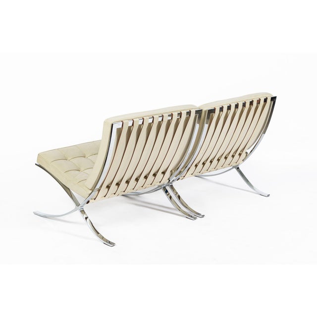 1980s Mid Century Cream Barcelona Chairs by Mies Van Der Rohe for Knoll, 1980s For Sale - Image 5 of 18
