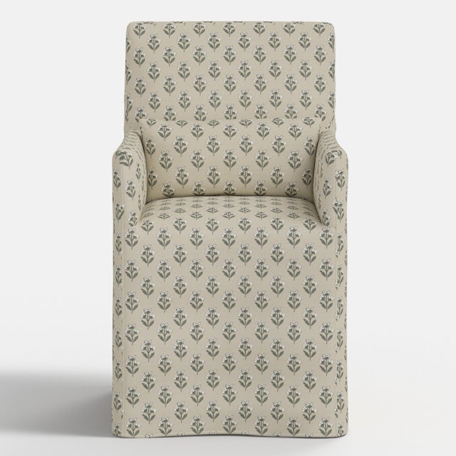 Not Yet Made - Made To Order Stoffer Home x Cloth & Company Slipcover for Lindy Dining Armchair in Francie Floral Sage For Sale - Image 5 of 8