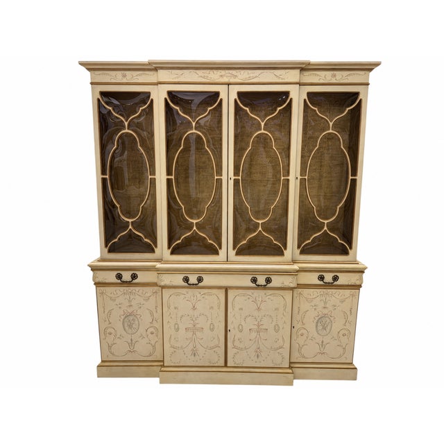 Karges Hand-Painted French Neoclassical Breakfront China Cabinet With Matching Buffet, 1970s For Sale - Image 9 of 9