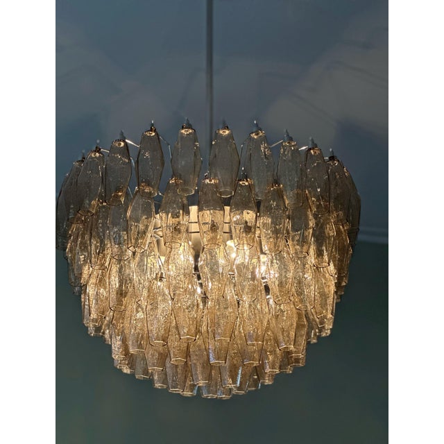 Sand-Colored Murano Glass Poliedri Chandelier in the style of Scarpa For Sale - Image 11 of 13