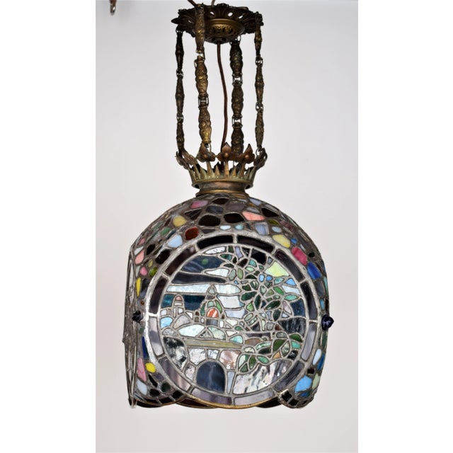 Art Nouveau Bleiglas Ceiling Lamp For Sale - Image 10 of 10