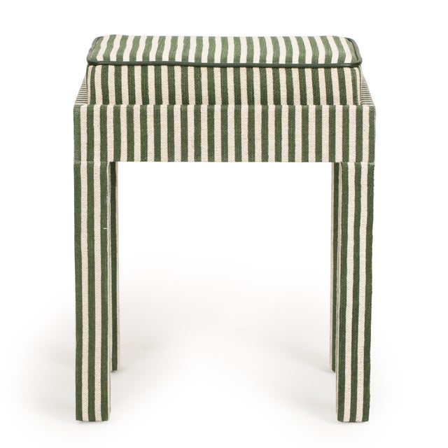 Kora Green Cotton Jute Stool For Sale - Image 4 of 5