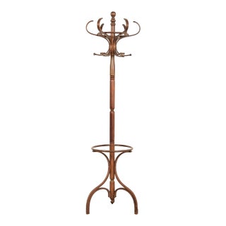 Thonet Style Antique Bentwood Hall Tree Coat and Hat Floor Standing Rack, Circa 1900 For Sale