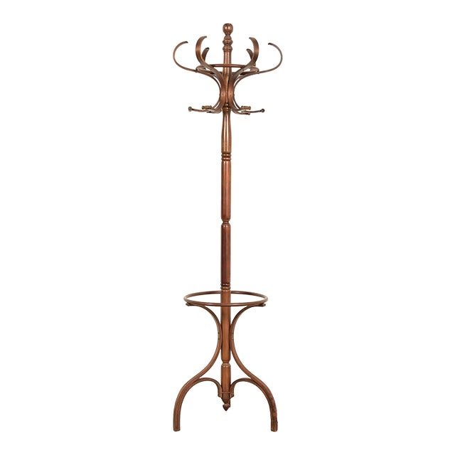Thonet Style Antique Bentwood Hall Tree Coat and Hat Floor Standing Rack, Circa 1900 For Sale