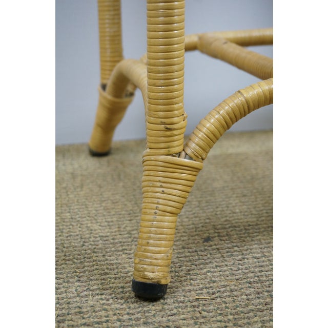 Vintage Wicker Tiered Side Accent End Table With Basket Insert For Sale - Image 10 of 12