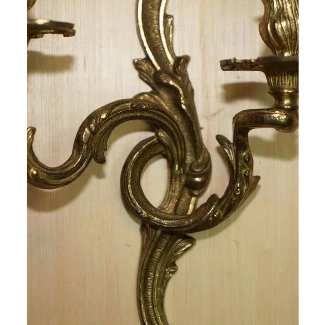 Large Vintage French Bronze Candle Wall Lights, 1920s, Set of 2 For Sale - Image 9 of 18