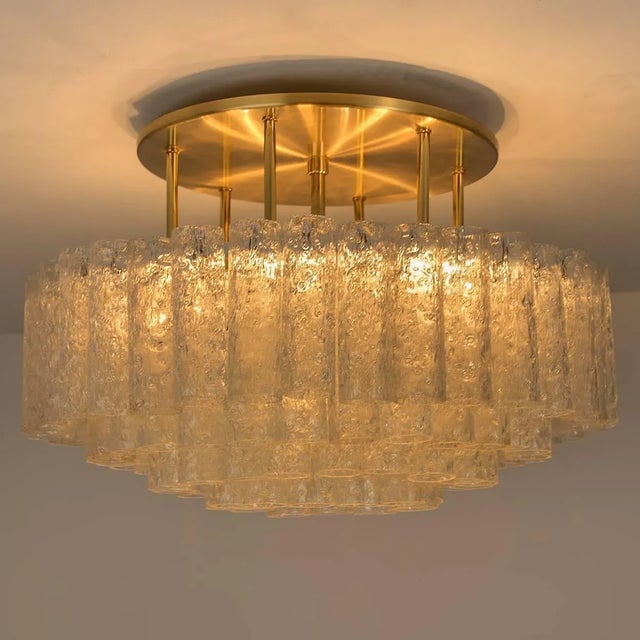 1960s Large Glass Brass Light Fixtures from Doria, Germany, 1969, Set of 3 For Sale - Image 5 of 18