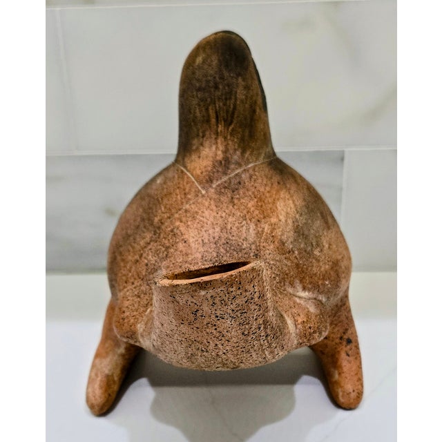 Sculpture Materials Vintage Mexican Folk Art Bird Effigy Vessel | Tonalá-Style Terracotta Pottery Figurine | Hand-Formed Clay Bird Sculpture | Signed Mexico #019 For Sale - Image 7 of 8