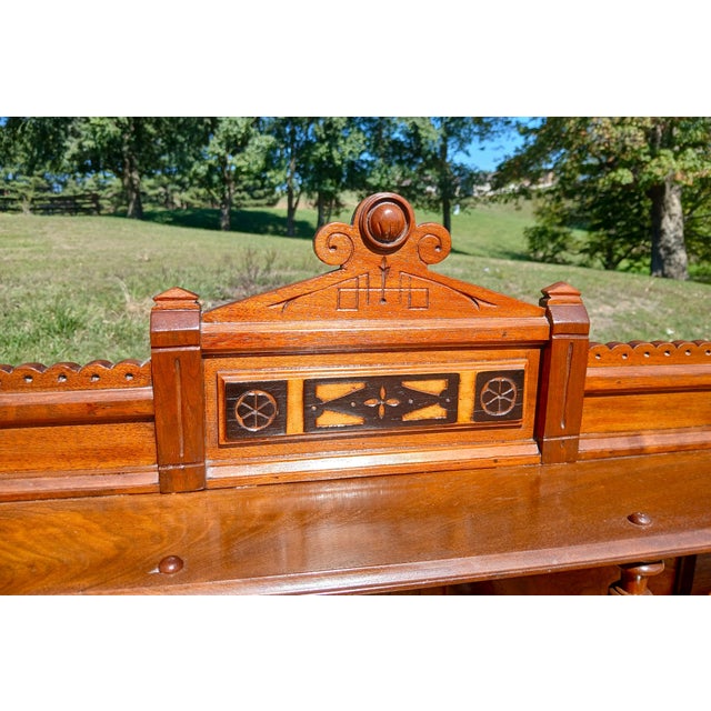 Antique Victorian Walnut Eastlake Ladies Desk 1870s For Sale In Cleveland - Image 6 of 18