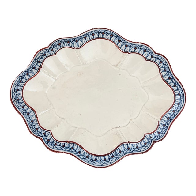 Antique 18th Century English Creamware Lobed Oval Platter For Sale