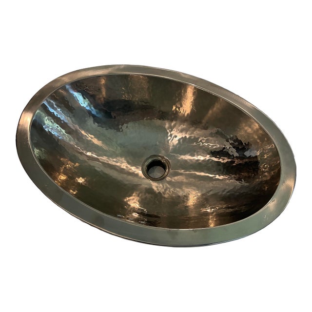 Water Works, Normandy Drop in or Undermount Oval Hammered Sink For Sale