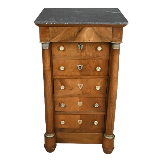 Late 19th Century Empire Walnut Living Room Cabinet For Sale