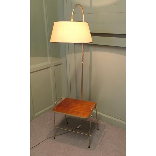 French Floor Lamp with Coffee Table and Magazine Rack, 1950 For Sale - Image 3 of 9