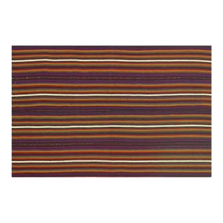 1950s Bold Colorful Stripe Vintage Turkish Decorative Kilim Flatwoven Small Rug For Sale