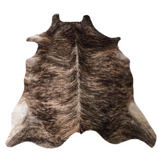 Brindle Brown Hair on Hide Rug - 5'6" x 4'10" For Sale