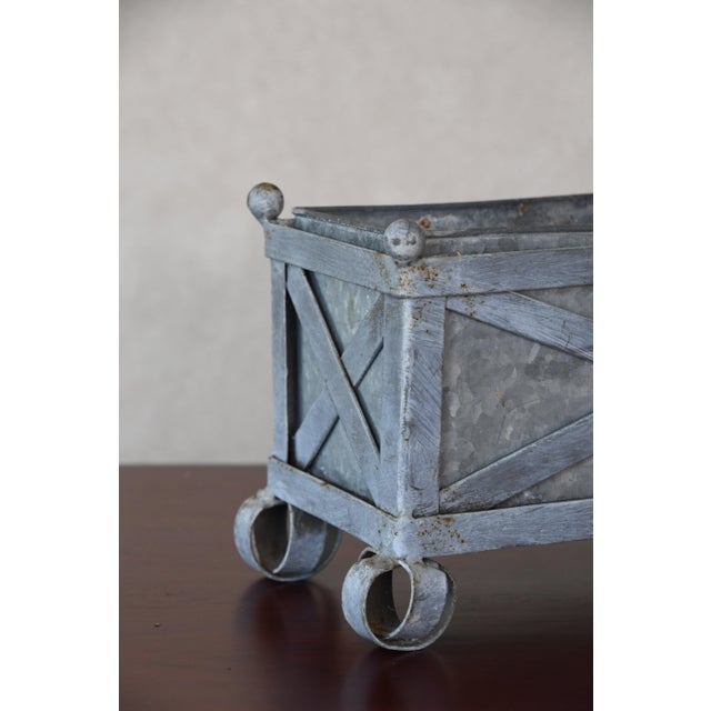 English Vintage English Galvanized Steel Planter For Sale - Image 3 of 3