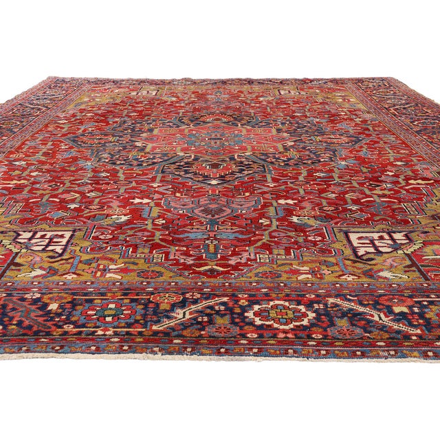 Jacobean Late 19th Century Persian Heriz Rug, 10'00 X 13'10 For Sale - Image 3 of 10