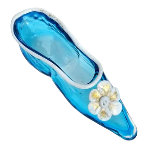 Murano Venetian Antique White Blue Gold Flecks Italian Art Glass Ballet Slipper Fashion Shoe Sculpture