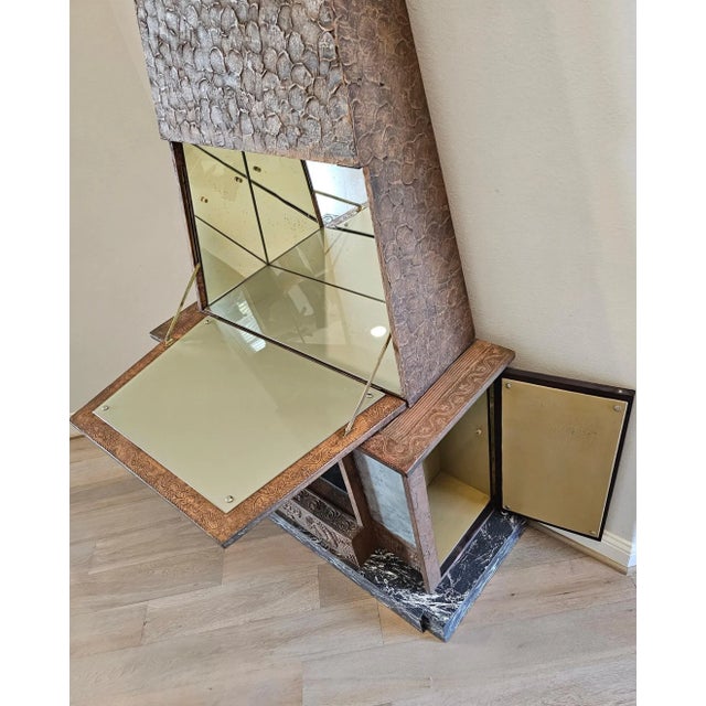 Mid-Century Modern Brutalist Style Fireplace Form Bar Cabinet For Sale - Image 9 of 12