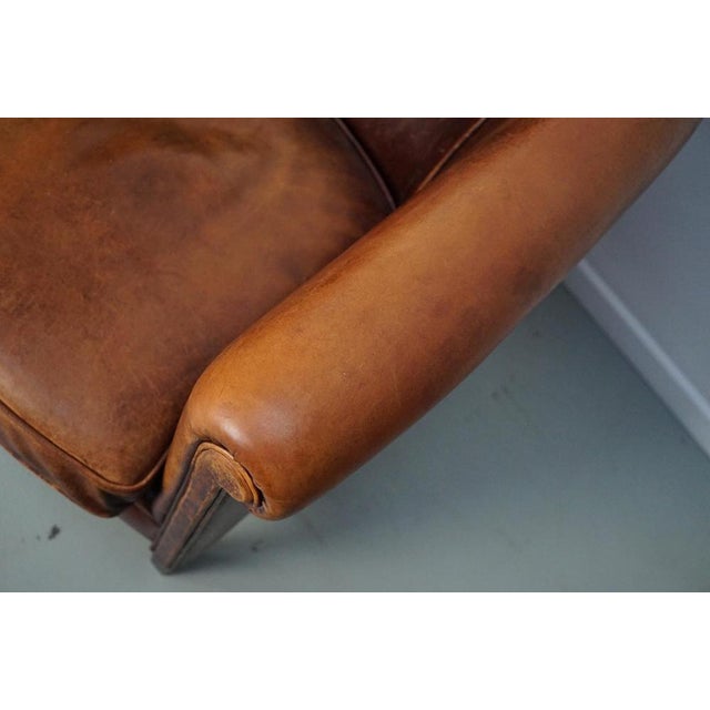 Industrial Vintage Dutch Cognac Colored Leather Club Chair, Set of 2 For Sale - Image 3 of 18