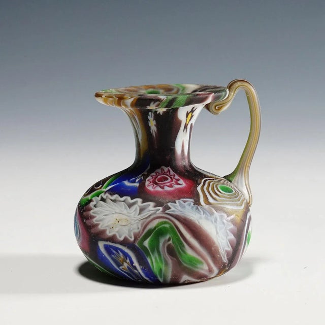 Glass Fratelli Toso Millefiori Pitcher With Multicoloured Murrines, Murano 1910 For Sale - Image 7 of 7