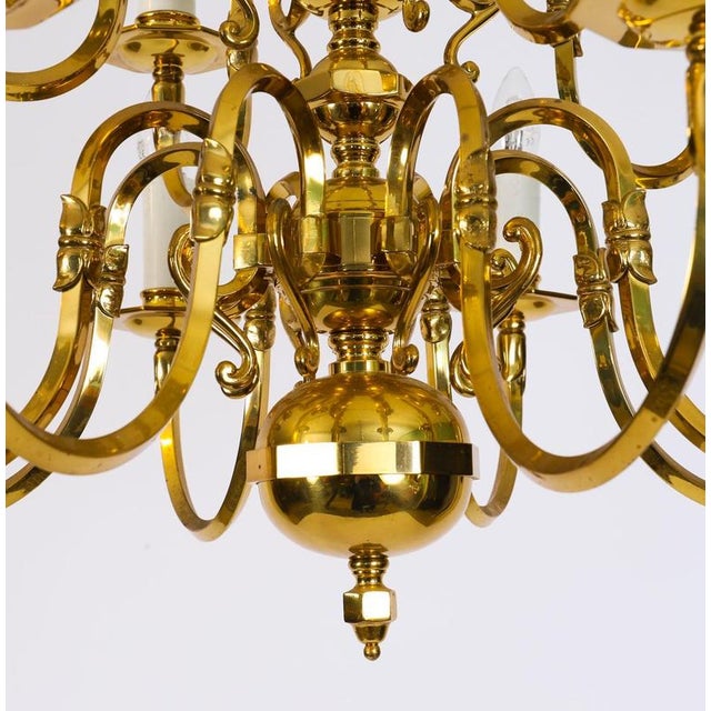 Antique Dutch Renaissance Brass 2-Tier Chandelier, 1920 For Sale - Image 6 of 9