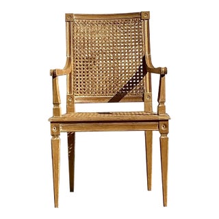 Vintage Regency Cane and Wood Arm Chair For Sale