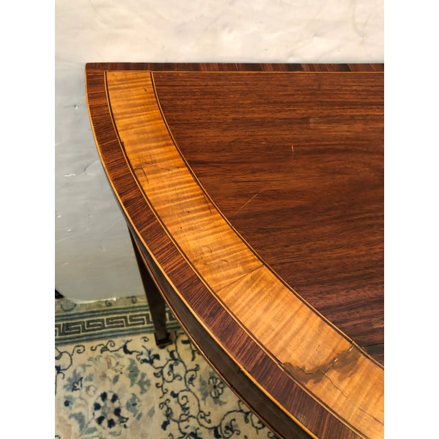George III Inlaid Mahogany & Satinwood Demilune Console For Sale - Image 4 of 12