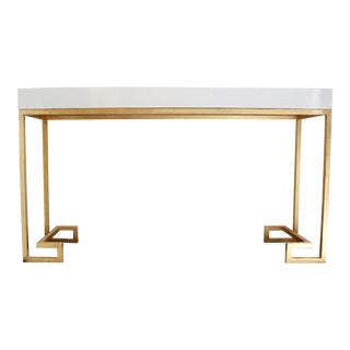 Worlds Away Barsanti White and Gold Console Table For Sale