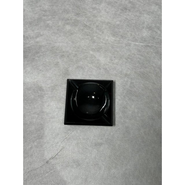 Art Deco Style Black Geometric Ribbed Glass Ashtray, 1960s-1970s For Sale - Image 4 of 7