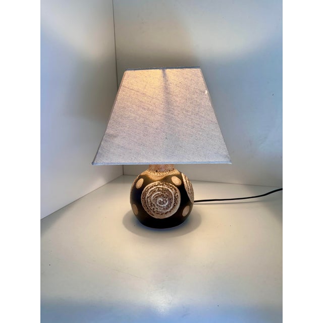 Vintage Ceramic Table Lamp with Circular Decoration and Swivel Lampshade, Germany, 1960s For Sale - Image 11 of 18
