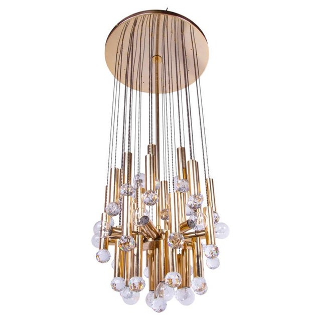 Cascading 36 Chandelier Swarovski Crystal Gilt Brass by Ernst Palme, 1960 For Sale - Image 16 of 16