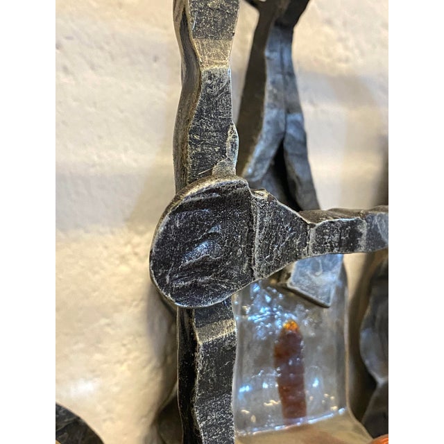 Brutalist Aplique in Wrought Iron and Glass, 1960s For Sale - Image 15 of 18