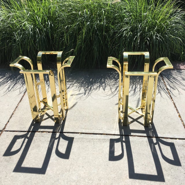 Mid-Century Modern Milo Baughman Style Brass & Glass Tulip End Tables - a Pair For Sale - Image 12 of 13