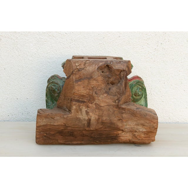 Large Heavily Carved Floral Teak Capital For Sale In Los Angeles - Image 6 of 7
