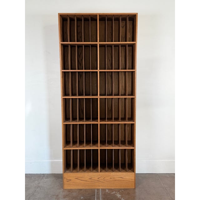 1980's postmodern oak custom LP / Cabinet in good vintage condition. Minor wear consistent with age. Unsigned. Dimensions...