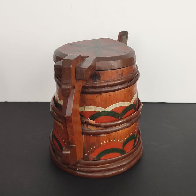 Folk Art Swedish Wooden Lidded Tankards, 1920s, Set of 2 For Sale - Image 17 of 18