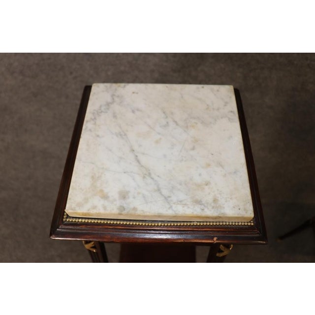 Fine Pair of Fine French Louis XVI Marble Top Bronze Mounted Plant Stands 1930s For Sale - Image 4 of 8